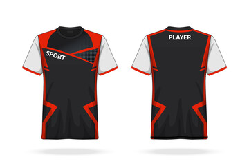Specification Soccer T Shirt round neck Jersey template. mock up football uniform . Vector Illustration design
