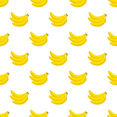 Illustration Seamless pattern Flat Banana isolated on white background , fruit patterns texture fabric , wallpaper minimal style , Raw materials fresh fruits , vector