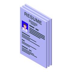 Resume job paper icon. Isometric of resume job paper vector icon for web design isolated on white background
