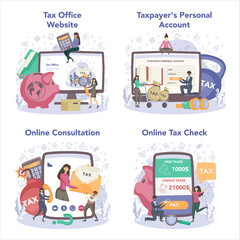 Tax inspector online service or platform set. Idea of accounting