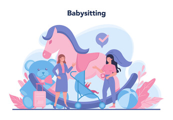 Babysitter service or nanny agency concept. In-home babysitter