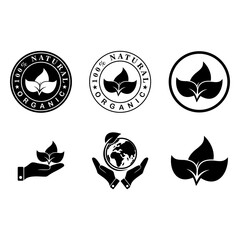 100% natural label icon vector symbol