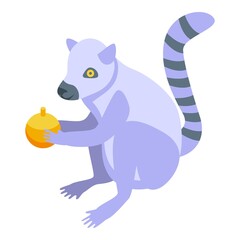 Orange fruit lemur icon. Isometric of orange fruit lemur vector icon for web design isolated on white background