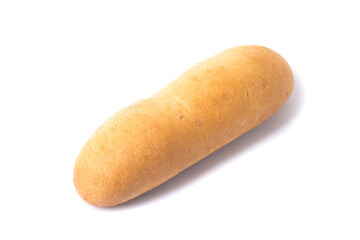 crusty mini baguette isolated on a white background