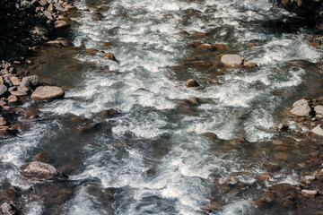Top view on a mountain river