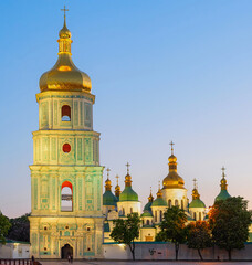 Fototapeta na wymiar Sophia Cathedral church twilight Kyiv