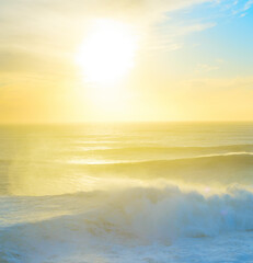 Fototapeta na wymiar Atlantic ocean sunset Portugal colorful