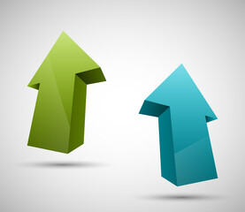 Arrow banners set. Direct shape. 3d Abstract Background. Business infographic presentation diagram. Section compare service. Up and down trend. Paper index. Exact pointer