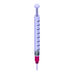 Syringe icon. Isometric of syringe vector icon for web design isolated on white background