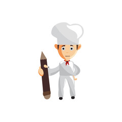 Chef character creation Illustration Template Pose Hold Pencil