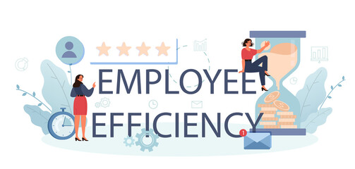 Employee efficiency typographic header. Business staff management