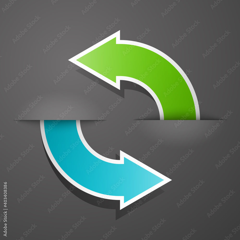 Poster round Arrow banners set. Direct circle shape. 3d Abstract Background. Business infographic presentation diagram. Section compare service. Up and down trend. Paper index. Exact pointer