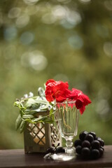 Grapes and flowers