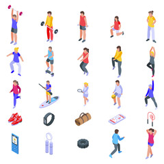 Fototapeta na wymiar Physical activity icons set. Isometric set of physical activity vector icons for web design isolated on white background