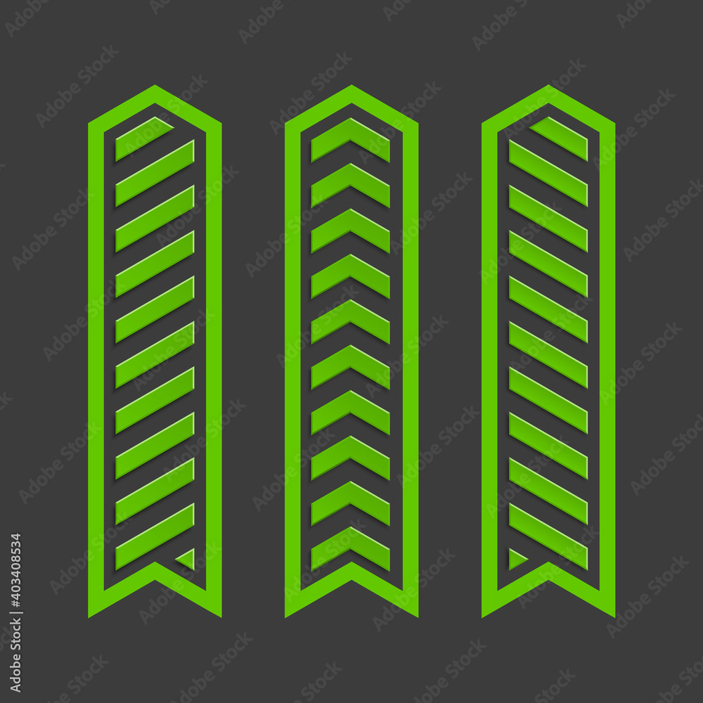 Poster Arrow banners set. Direct circle shape. 3d Abstract arrow background. Business infographic presentation diagram. Section compare service trend. Paper arrows index. Exact pointer banner