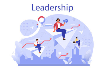 Leadership concept. Manager leading a workteam. Strategy