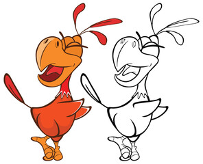 Vector Illustration of a Cute Cartoon Character Bird for you Design and Computer Game. Coloring Book