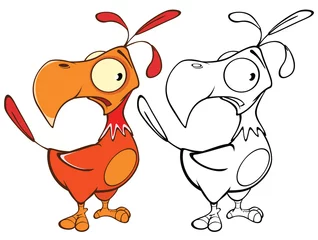 Wandaufkleber Vektor-Illustration eines niedlichen Cartoon-Charakter-Vogels für Sie Design und Computerspiel. Malbuch © liusa