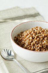 Porridge in a white bowl