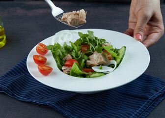 Fresh vegetable and chicken salad