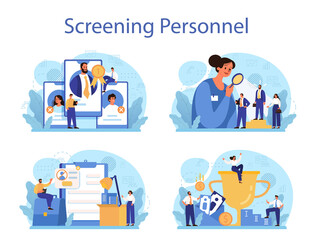 Personnel screening concept set. Business recruitment and empolyee
