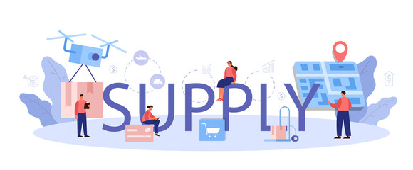 Supply typographic header. B2B idea, global logistic and transportation service