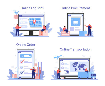 Supply online service or platform set. B2B idea, global logistic