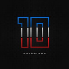 10 years anniversary celebration and years old congrats, colorful logotype. Number icon vector template