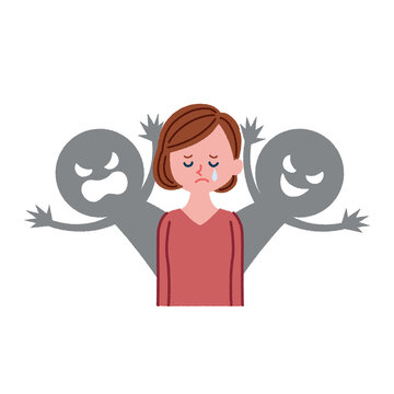 人間関係に悩む女性のイラスト素材
