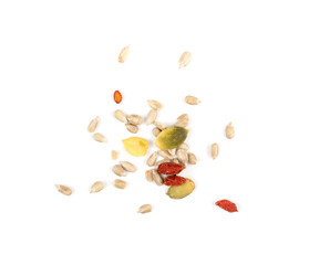 Grains mix with sunflower, pumpkin seeds and dry goji berries