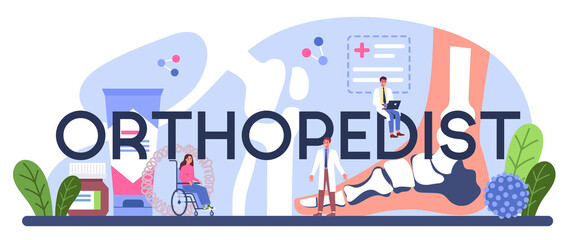 Orthopedist doctor typographic header. Idea of joint