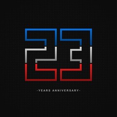 23 years anniversary celebration and years old congrats, colorful logotype. Number icon vector template