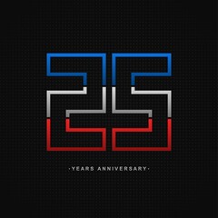 Obraz premium 25 years anniversary celebration and years old congrats, colorful logotype. Number icon vector template