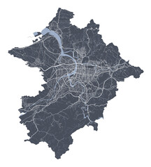 Obraz premium Taipei map. Detailed map of Taipei city poster with streets. Cityscape vector.