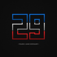 29 years anniversary celebration and years old congrats, colorful logotype. Number icon vector template