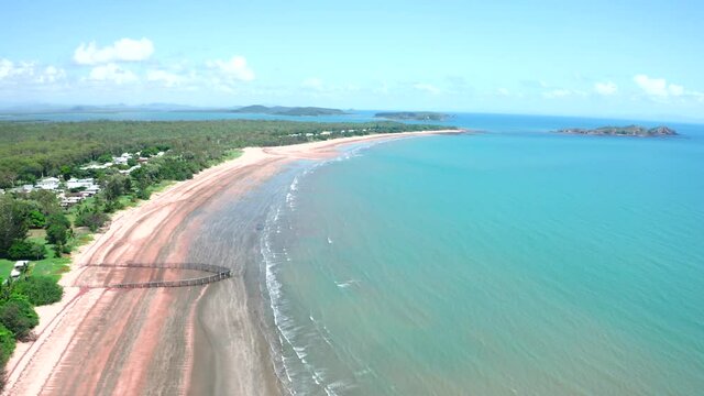 Mackay region and Whitsundays aerial drone image with blue water and rivers over sand banks
