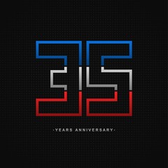 35 years anniversary celebration and years old congrats, colorful logotype. Number icon vector template