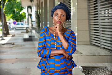 portrait of a beautiful thoughtful businesswoman.