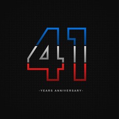 41 years anniversary celebration and years old congrats, colorful logotype. Number icon vector template