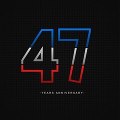 47 years anniversary celebration and years old congrats, colorful logotype. Number icon vector template