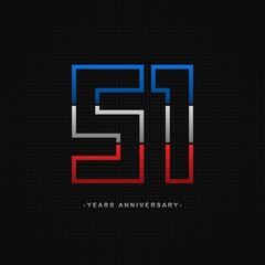 51 years anniversary celebration and years old congrats, colorful logotype. Number icon vector template