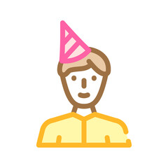 birthday boy color icon vector illustration