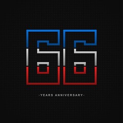 66 years anniversary celebration and years old congrats, colorful logotype. Number icon vector template