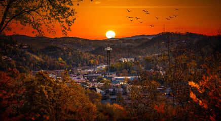 Gatlinburg overlook during prange sunset