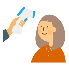 A woman who has her body temperature measured