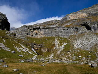 Views on the autumn hiking route in the Ordesa valley, Aragonese Pyrenees, Spain