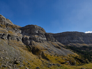 Views on the autumn hiking route in the Ordesa valley, Aragonese Pyrenees, Spain