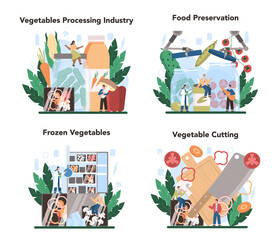 Vegetables farming industry set. Idea of agriculture and cultivation.