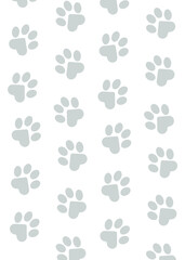 Fototapeta na wymiar Paws of a cat, dog, puppy. Simple animal footprint pattern for bedding, fabrics, backgrounds, websites, postcards, baby prints, brown paper. Vector illustration.