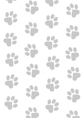 Fototapeta na wymiar Paws of a cat, dog, puppy. Simple animal footprint pattern for bedding, fabrics, backgrounds, websites, postcards, baby prints, brown paper.